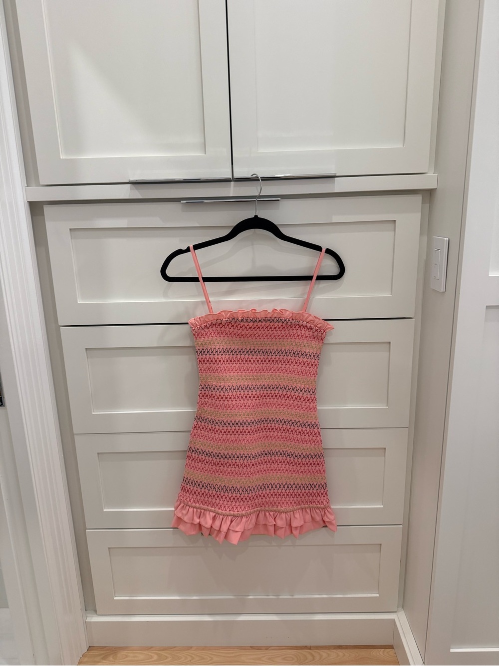 Lovers + Friends Pink Smocked Ruffle Tank Dress - XS